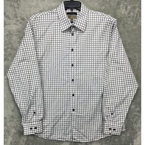 Jhane Barnes Men's Shirt XXL Long Sleeve Button Up Slim Fit White‎ Check